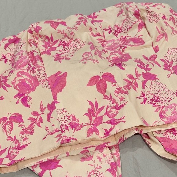 Blush Pink Printed Bow Strapless Crop Top - Picture 2 of 7